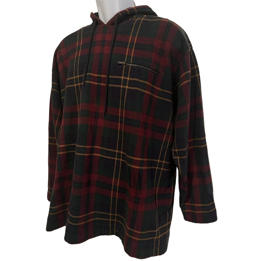Lauren Ralph Lauren Hoodie Mens Plaid Preppy Waffle Knit Lined Hoodie Vintage M